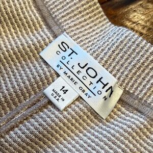 St. John Collection Beige Check Cropped Pants, cream and tan, size 14